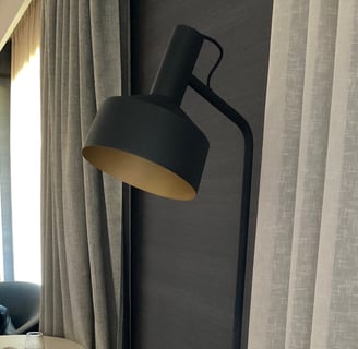 Lampe de style industrielle noire et dorée à l'intérieur