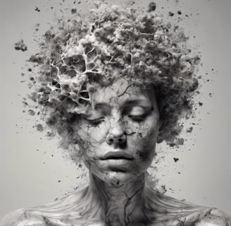 imagem de mulher com os pensamentos se expandindo