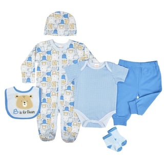 organic cotton 6 piece bear pattern baby sleepsuit gift set