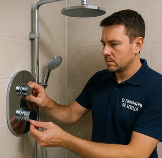 Fontanero instalando ducha empotrada