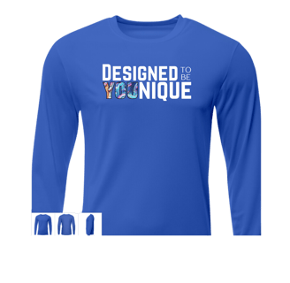 men's long sleeve blue shirt with logo