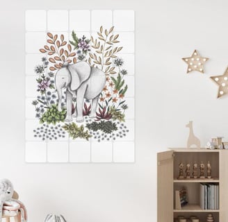 Rhino Illustration Wall Art in a Kids Room