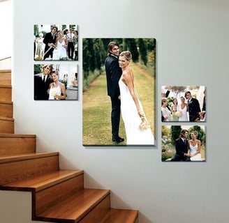 Tablou personalizat cu poze de nuntă – colaj canvas soț și soție, amintiri speciale pe pânză