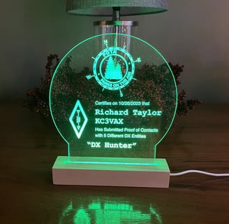laser engraved clear acrylic lighted award for a business