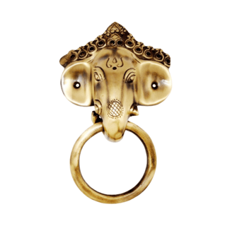 a gold ring with a head of an elephant