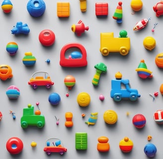 Brightly colored magnetic letters and shapes arranged on a black surface. Different colors and shapes give a playful and educational feel. Text reads 'FUN WITH KIDS' made up of various colorful letters and accompanied by several playful magnets depicting different objects.