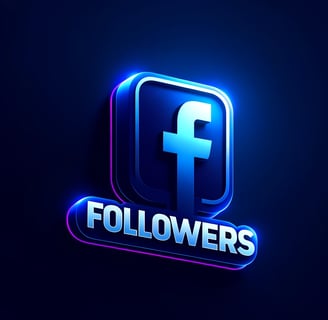 a blue and purple logo with the word followers