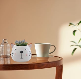 Cat shape ceramic pot