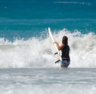surfing at macao beach