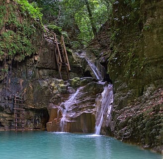 Scenic view of one of the 27 Charcos de Damajagua waterfalls near Puerto Plata, Dominican Republic