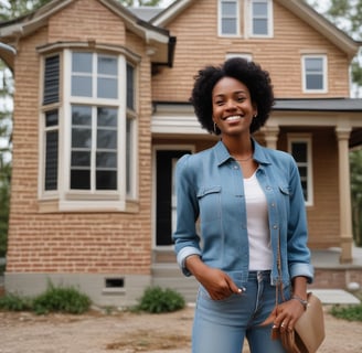 Black woman leasing a restored home