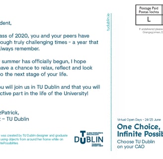 Layout of text on the back of a postcard