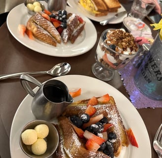 Two plates of French toast