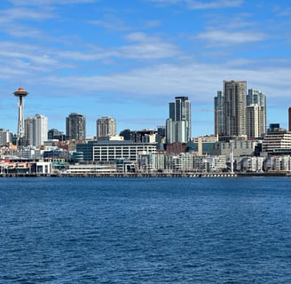 If view of the Seattle space needle from the Puget Sound