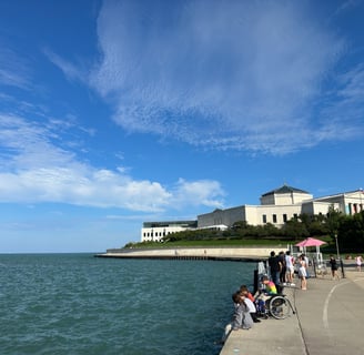 The aquarium in Chicago overlooking Lake Michigan