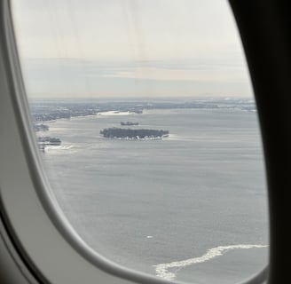 The Saint-Laurent River from an airplane window