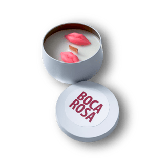 a candle with a candle in a white box