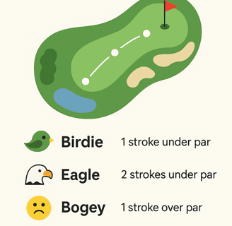 "Infographic on golf scoring: Birdie, Eagle, Bogey, Albatross."