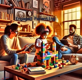a family sitting on a couch in a living room