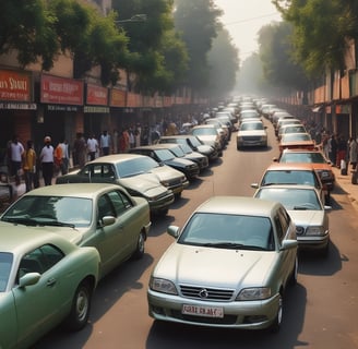 a group of vehicles are parked in a parking lot