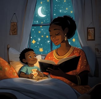 a woman reading a book while holding a baby
