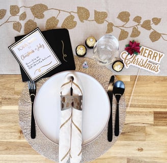 Cricut made table setting for Christmas in July