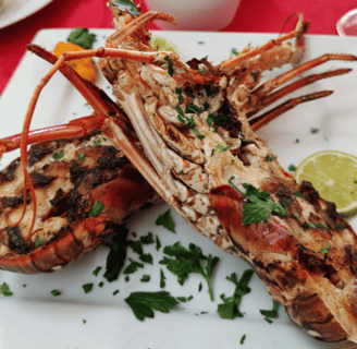 a grill lobsters on a plate