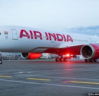 a large air india jetliner on a runway