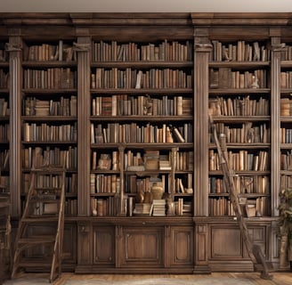 Biblioteca heredada llena de libros antiguos