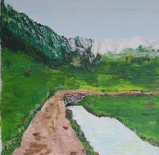 Paysage printanier. 33x44cm. 120€.