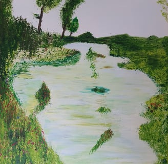 Etang en été. Châssis bois & toile, 33x44cm. 120€.