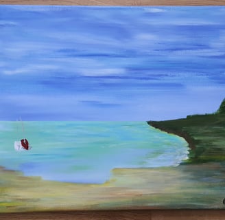 Anse à marée bas.se. Châssis bois & toile, 44x33cm. 120€