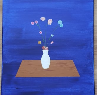 Fleurs en vase. Châssis bois & toile, 40x50cm. 150€.