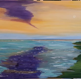 Anse à marée basse. Châssis bois et toile, 50x40cm. 150€.