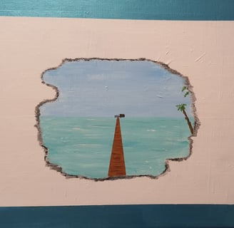 Rêve, évasion ou rêve d'évasion. Châssis bois & toile 40x50cm. 130€.