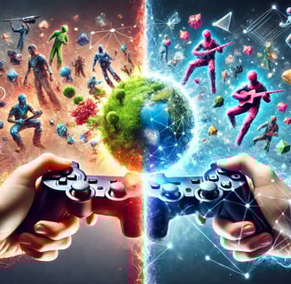 controle conectando o mundo real ao digital, representando a interação dos jogadores com o universo 