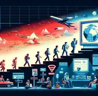 Linha do tempo visual mostrando a evolução dos jogos ativistas, do estilo pixelado dos anos 1980 