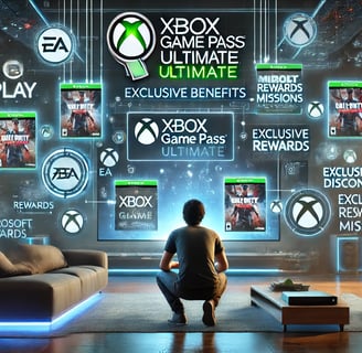 benefícios do Xbox Game Pass Ultimate, incluindo EA Play, missões do Microsoft Rewards, descontos 