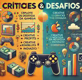 contrastando lucros financeiros com obstáculos criativos, incluindo um controle de jogo dividido