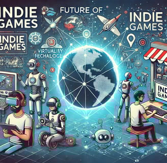 futuro dos jogos indie, com desenvolvedores usando tecnologia de ponta e um mercado global acessível