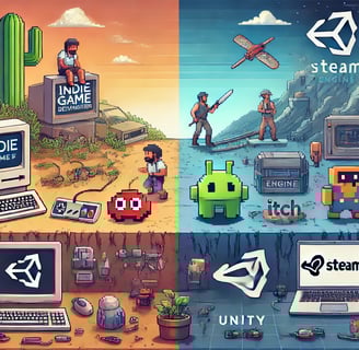 desafios iniciais dos jogos indie, desde computadores antigos até ferramentas modernas