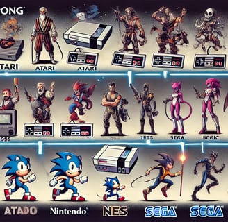 a bunch of video game characters in a line of video game characters