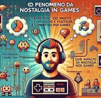 elementos de jogos 8-bit, controles clássicos e um fundo misturando arte em pixels