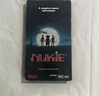 Alt text: Sealed VHS copy of Nukie, a rare cult film often called the worst movie ever made.