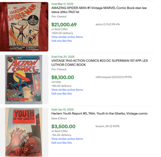 ebay sold vintage comic books of spider man and super man rare comicbooks