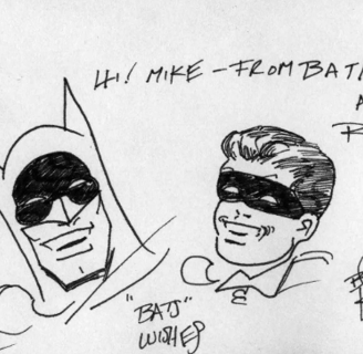 bob kane signed autographed batman and robin comic doodle sketch