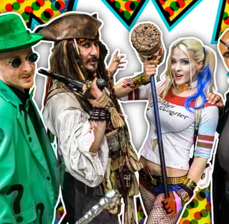 a group of people dressed in costumes for halloween