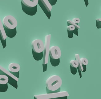 a number of white letters with percentage of percents of percents