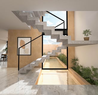 a staircase cased in a modern home