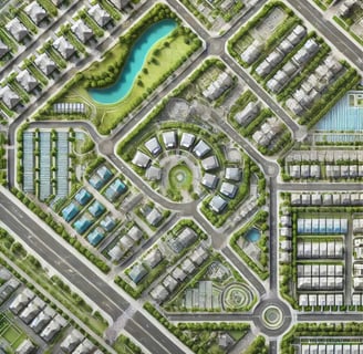 Imagem de projeto de loteamento urbano. 
